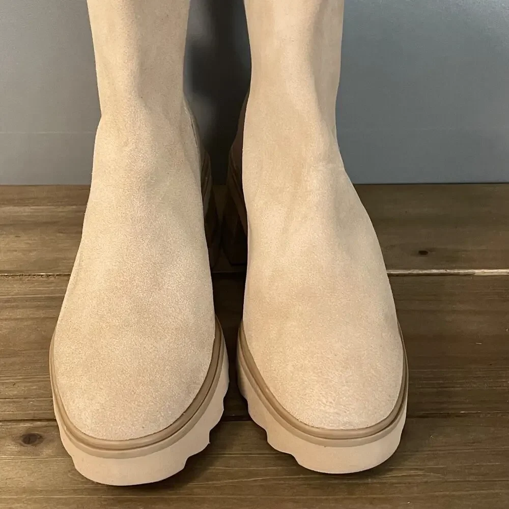 Dolce Vita Martey H2O Women's Size 10 Boots Taupe Suede Waterproof Block Heel - Picture 4 of 15